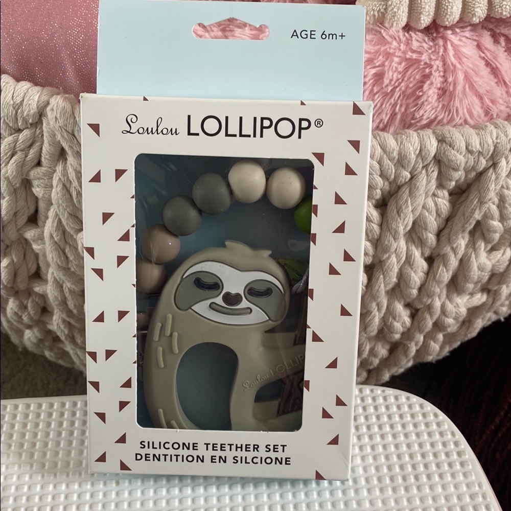 Loulou Lollipop Silicone Teether Set - Sloth